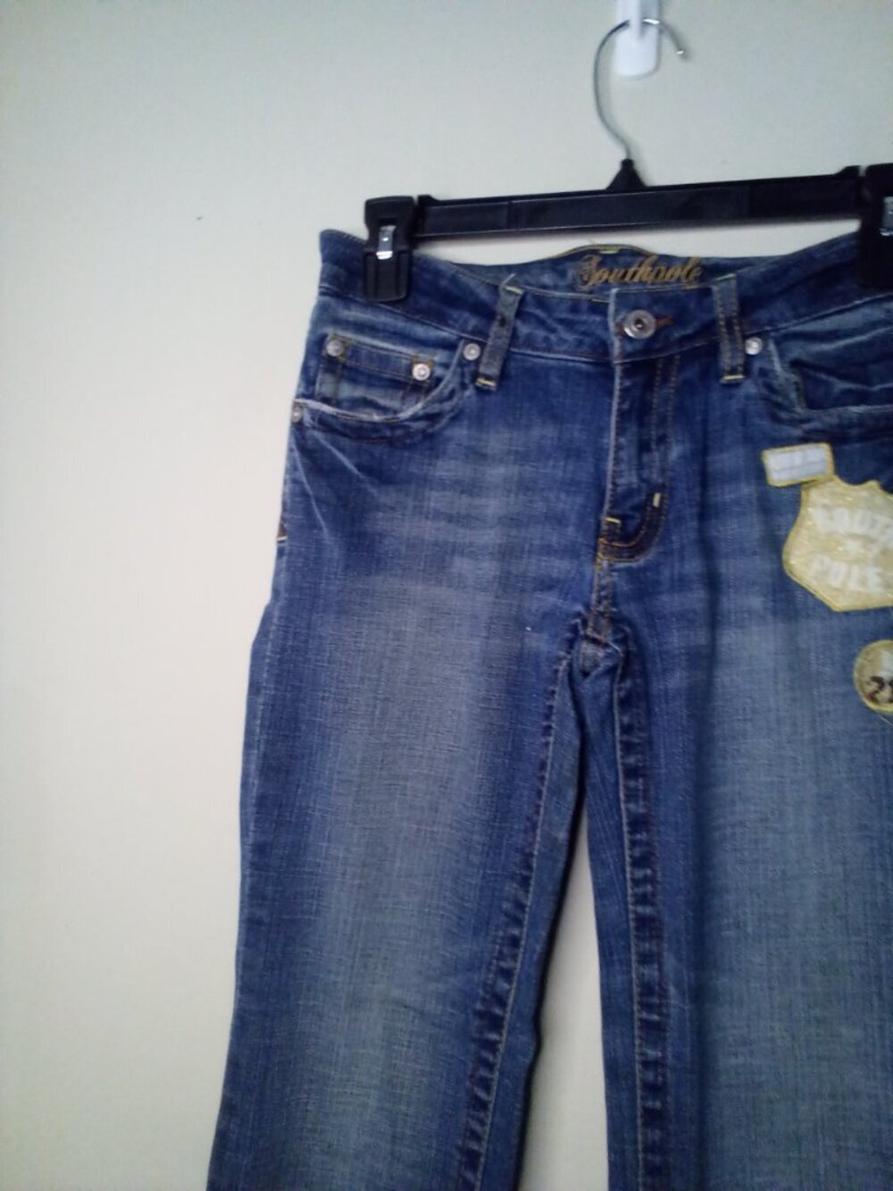 Southpole Jeans Women Juniors 5 Bootcut Y2K Patches Embellished Blue - Picture 4 of 16